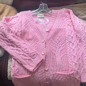 NWT Pink Merino Wool Irish Sweater.  Size extra small.  100% wool.